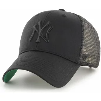 47 Brand Black Logo New York Yankees MLB MVP Branson Black Trucker Hat