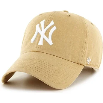 Gorra curva marrón claro de New York Yankees MLB Clean Up de 47 Brand