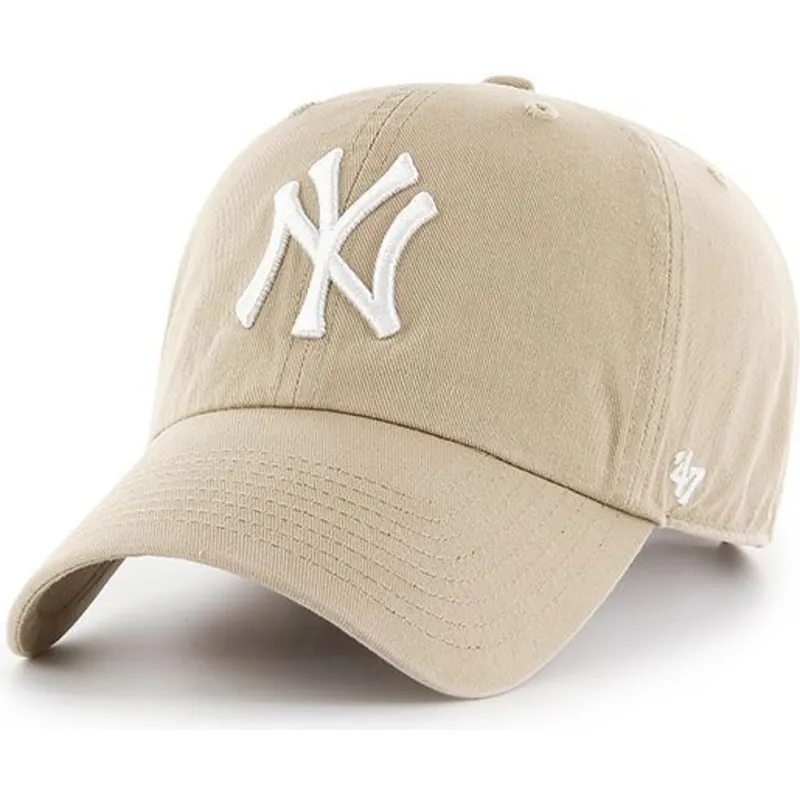 czapka-z-daszkiem-khaki-z-bialym-logo-new-york-yankees-mlb-clean-up-od-47-brand