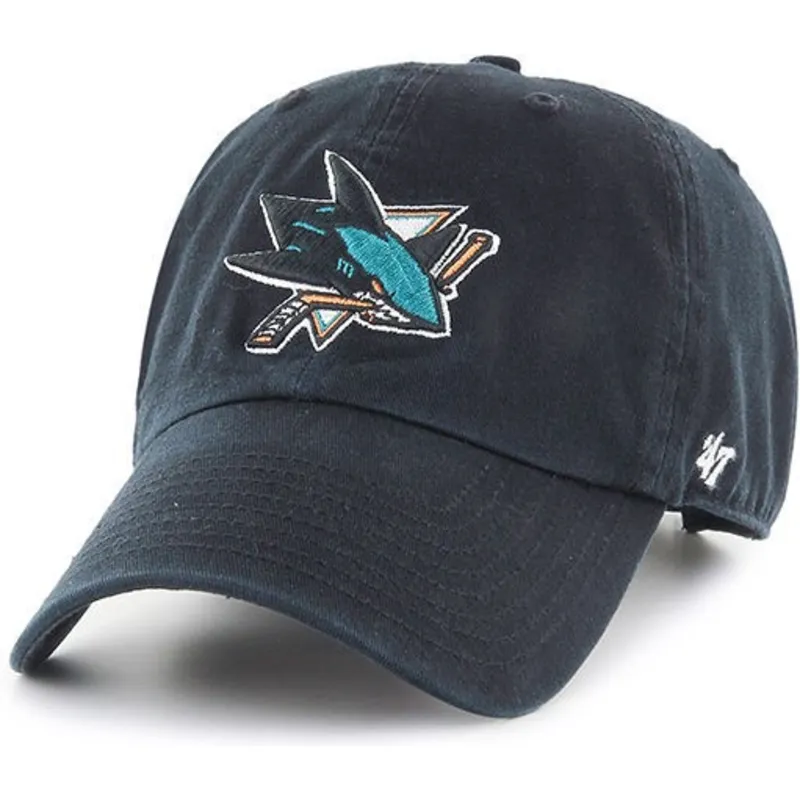 czarna-czapka-z-daszkiem-san-jose-sharks-nhl-clean-up-od-47-brand