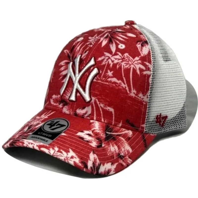 kepure-islenkta-raudona-snapback-new-york-yankees-mlb-47-brand