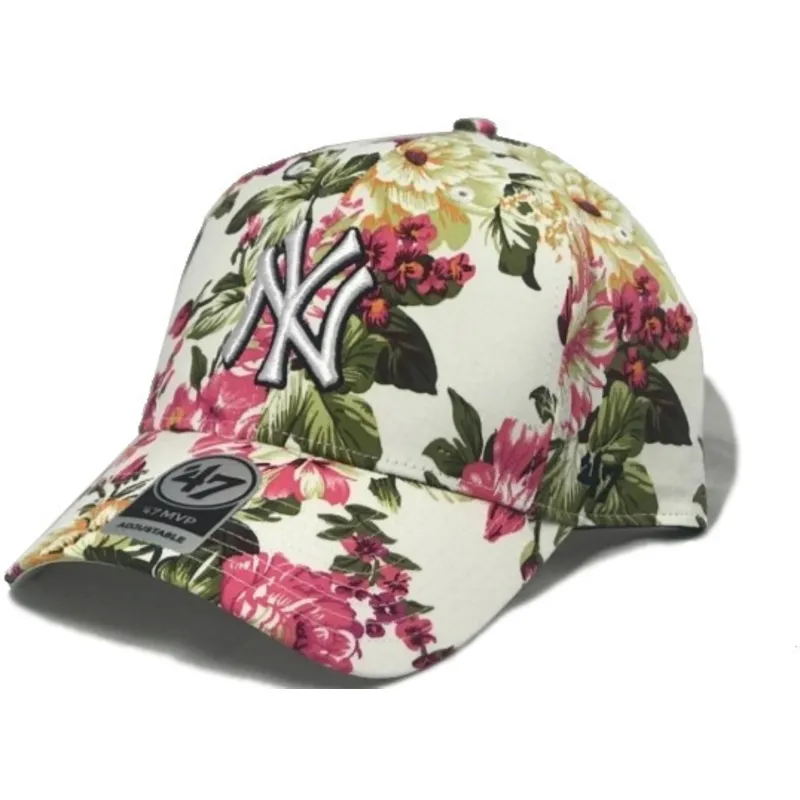 kepure-islenkta-ivairiaspalvis-reguliuojamas-estampado-floral-new-york-yankees-mlb-47-brand