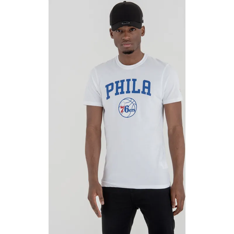 marskineliai-trumpomis-rankovemis-balta-philadelphia-76ers-nba-new-era