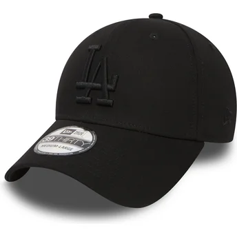 new-era-curved-brim-black-logo-39thirty-essential-los-angeles-dodgers-mlb-black-fitted-cap