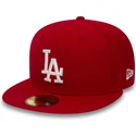 czerwona-dopasowana-czapka-z-plaskim-daszkiem-59fifty-essential-los-angeles-dodgers-mlb-new-era