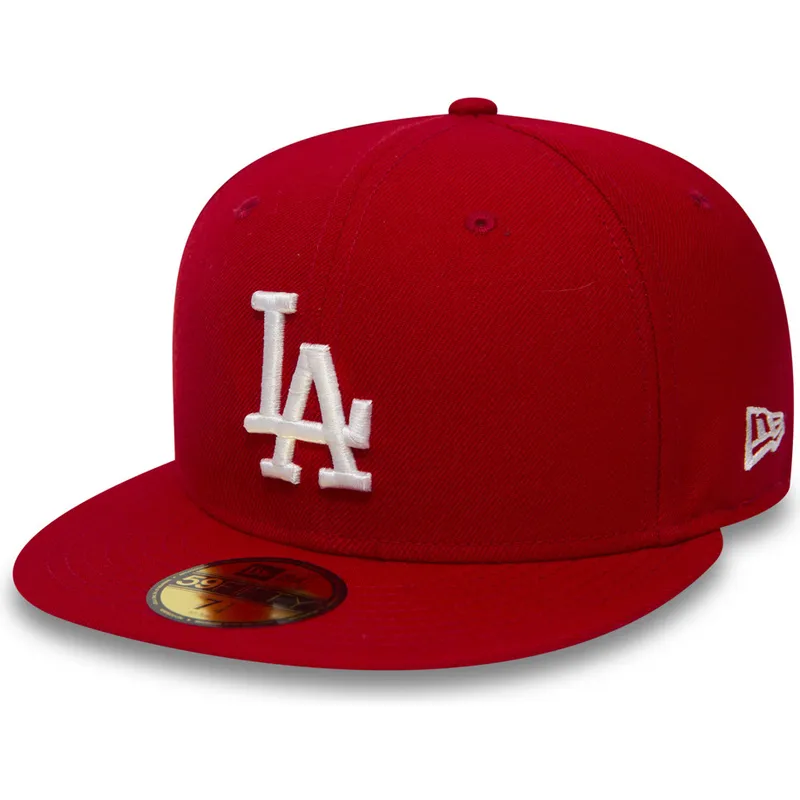 czerwona-dopasowana-czapka-z-plaskim-daszkiem-59fifty-essential-los-angeles-dodgers-mlb-new-era