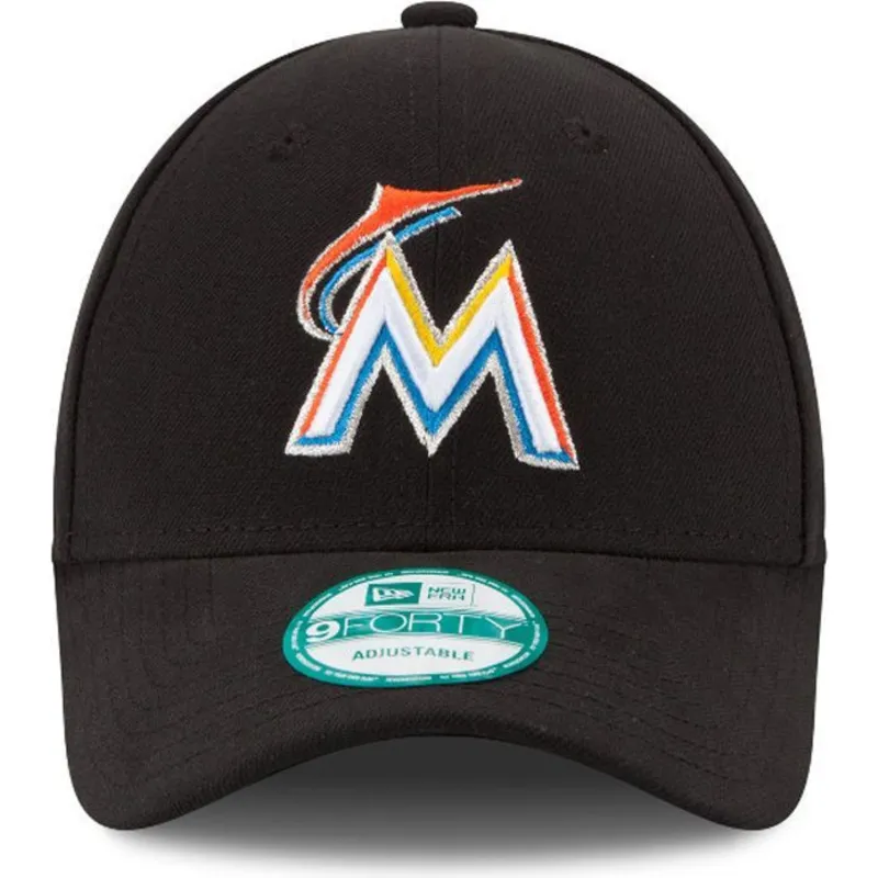 kepure-islenkta-juoda-reguliuojama-juostele-9forty-the-league-miami-marlins-mlb-new-era