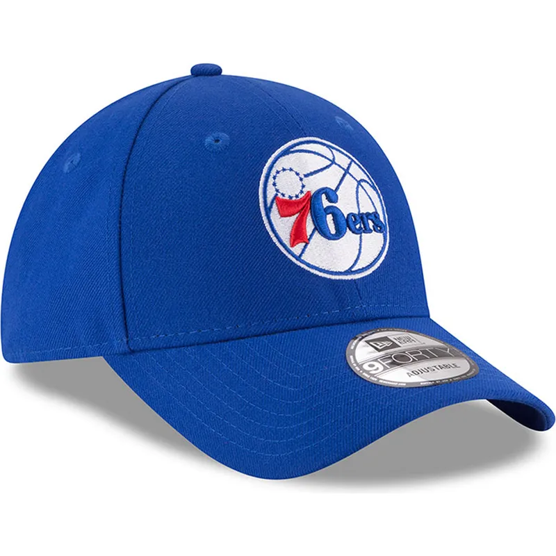 kepure-islenkta-melyna-reguliuojama-juostele-9forty-the-league-philadelphia-76ers-nba-new-era