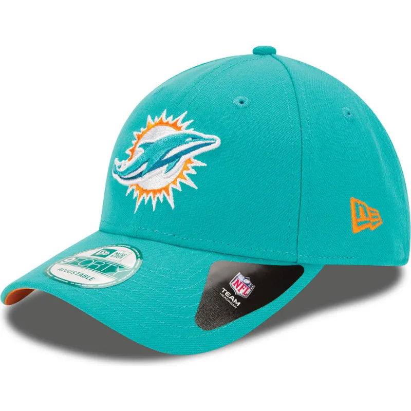 kepure-islenkta-melyna-reguliuojamas-9forty-team-miami-dolphins-nfl-new-era