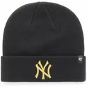 czapka-czarna-z-logo-zloty-new-york-yankees-mlb-cuff-knit-metallic-47-brand
