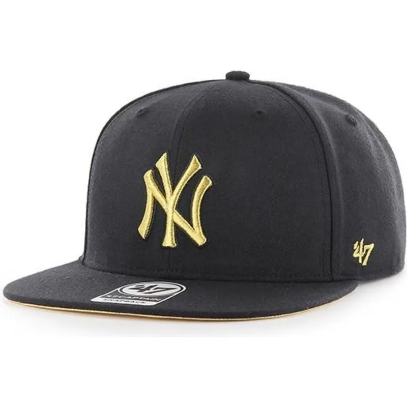 kepure-plokscia-juoda-snapback-oro-new-york-yankees-mlb-47-brand