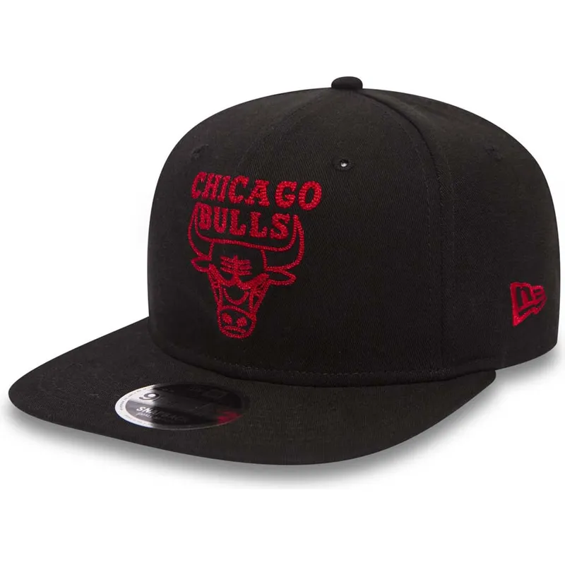 kepure-plokscia-juoda-snapback-9fifty-chain-stitch-chicago-bulls-nba-new-era