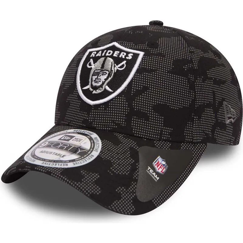 kepure-islenkta-juoda-reguliuojamas-9forty-night-time-reflective-las-vegas-raiders-nfl-new-era