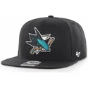 kepure-plokscia-juoda-snapback-captain-no-shot-san-jose-sharks-nhl-47-brand
