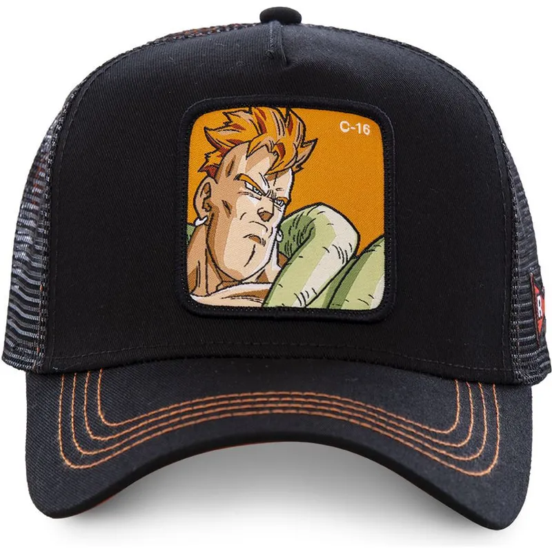 kepure-islenkta-juoda-snapback-androide-c16b-c-16-dragon-ball-capslab