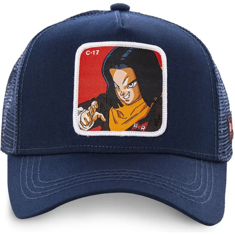 kepure-islenkta-tamsiai-melyna-snapback-androide-c17a-c-17-dragon-ball-capslab