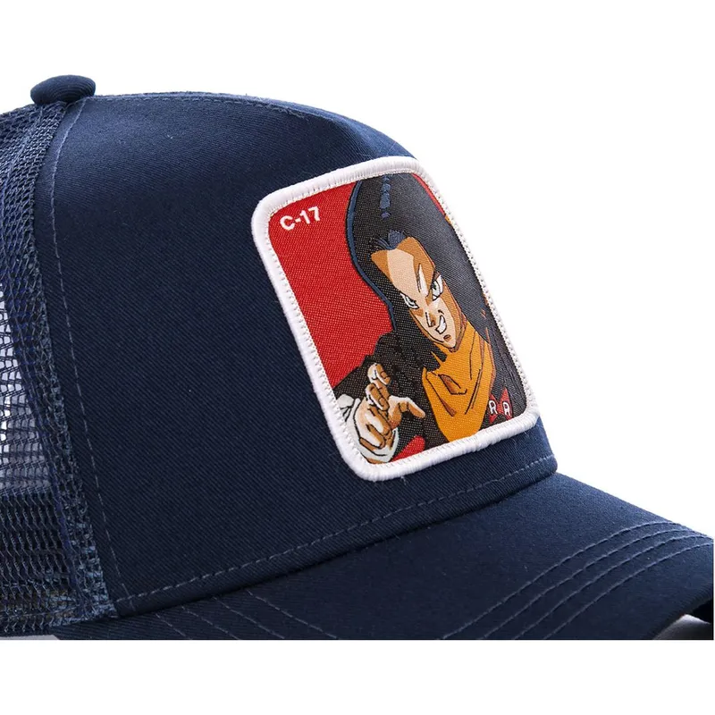kepure-islenkta-tamsiai-melyna-snapback-androide-c17a-c-17-dragon-ball-capslab