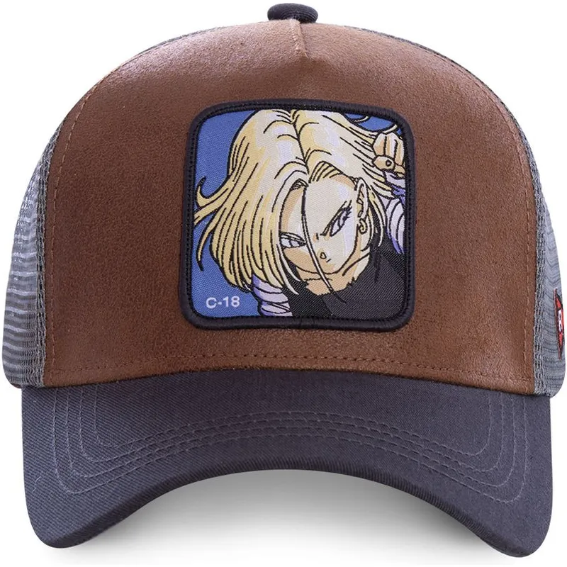 kepure-islenkta-ruda-snapback-androide-c18a-c-18-dragon-ball-capslab