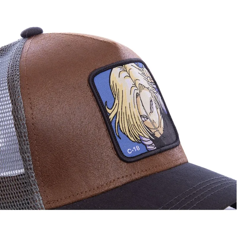 kepure-islenkta-ruda-snapback-androide-c18a-c-18-dragon-ball-capslab