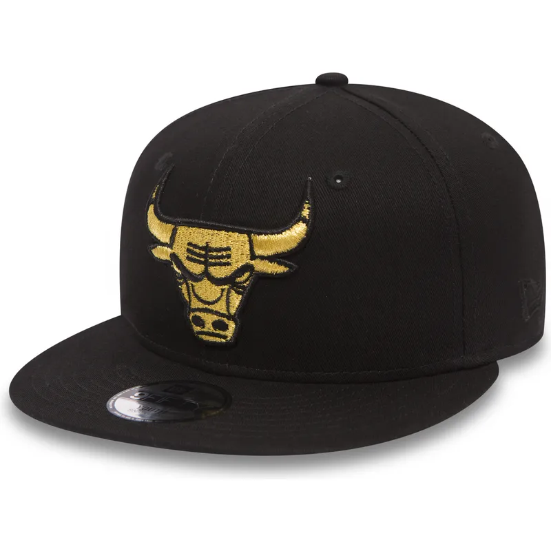 kepure-plokscia-juoda-snapback-vaikams-oro-9fifty-golden-chicago-bulls-nba-new-era