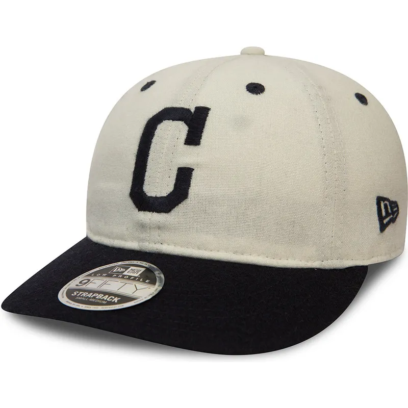 kepure-plokscia-balta-reguliuojamas-9fifty-low-profile-flannel-cleveland-indians-mlb-new-era