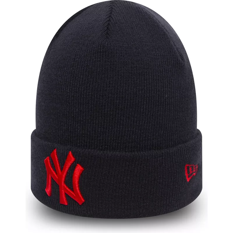 czapka-ciemnoniebieska-z-logo-czerwona-cuff-knit-league-essential-new-york-yankees-mlb-new-era
