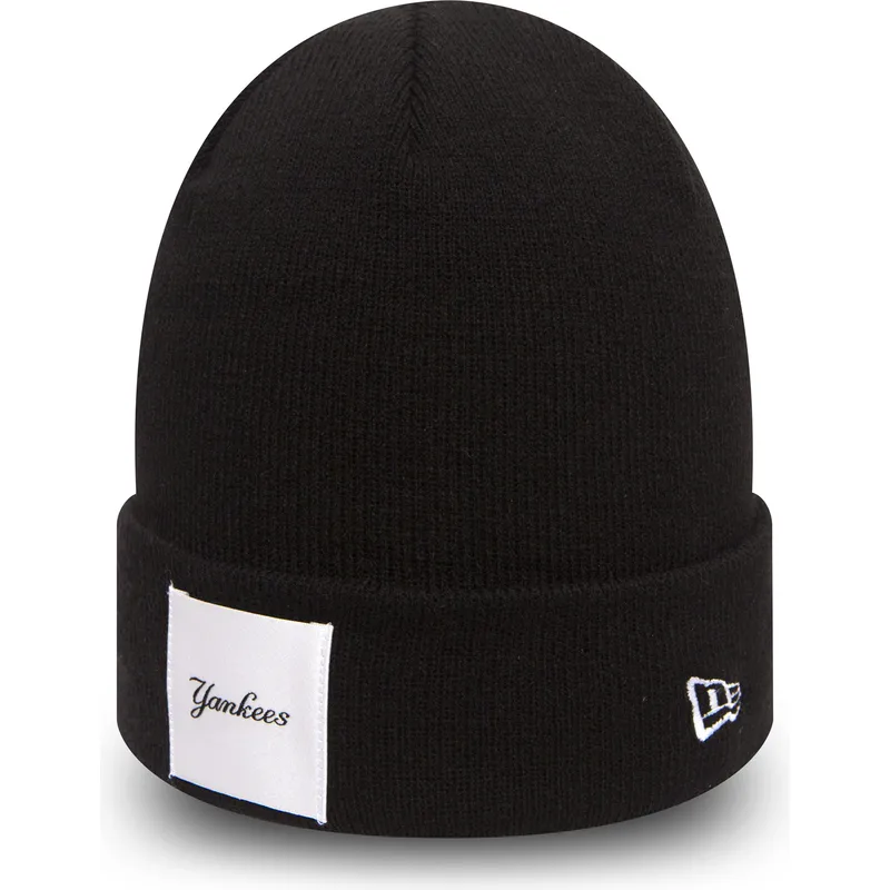 kepure-juoda-cuff-knit-satin-patch-new-york-yankees-mlb-new-era