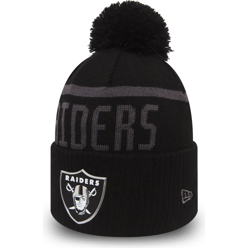 czarna-czapka-z-pomponem-cuff-knit-coll-las-vegas-raiders-nfl-od-new-era