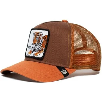 Brązowa czapka trucker dla chłopca z tygrysem Wild Tiger od Goorin Bros.