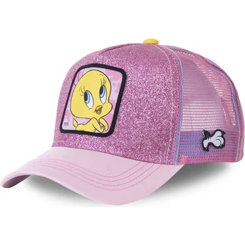 rozowa-czapka-trucker-z-brokatem-tweety-twe4-looney-tunes-od-capslab