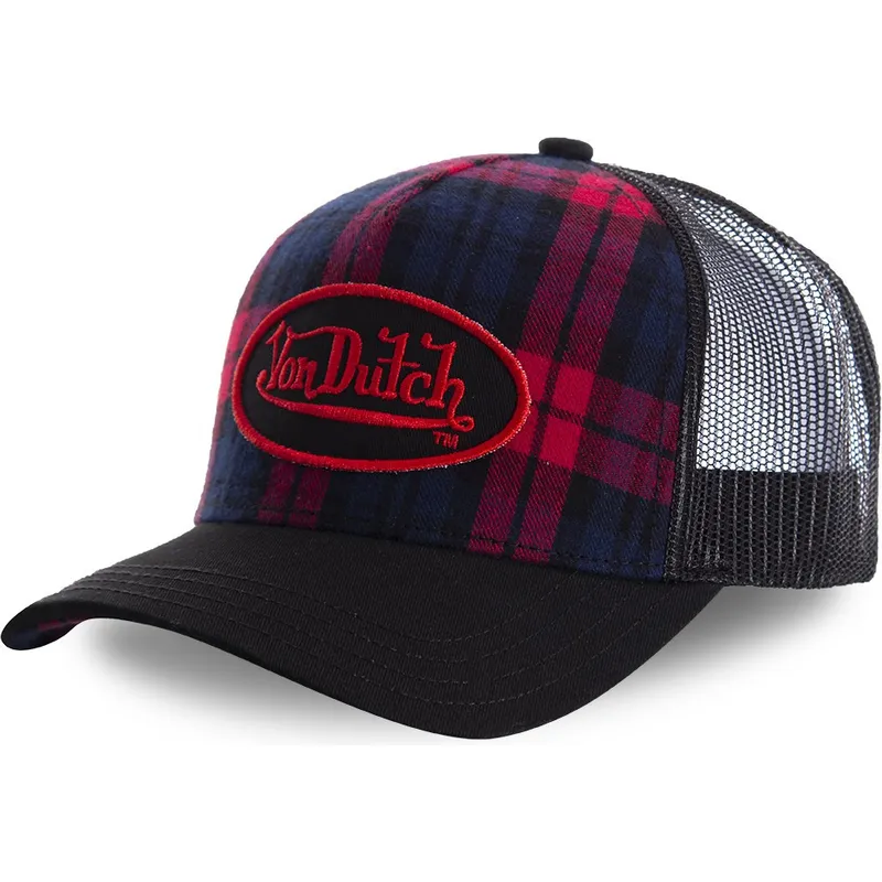 kepure-islenkta-juoda-snapback-estampado-cuadros-carb2-von-dutch