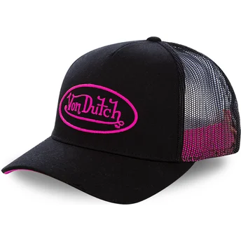 Von Dutch Pink Logo NEO PIN Black Trucker Hat