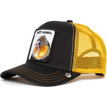 czarna-i-zolta-czapka-truckerka-z-malpa-party-animal-od-goorin-bros