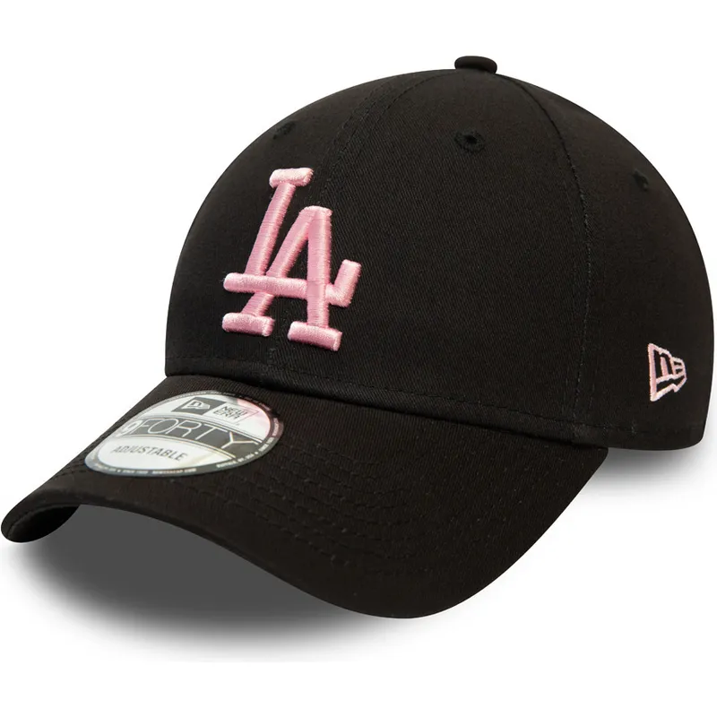 kepure-islenkta-juoda-reguliuojamas-rosa-9forty-league-essential-los-angeles-dodgers-mlb-new-era