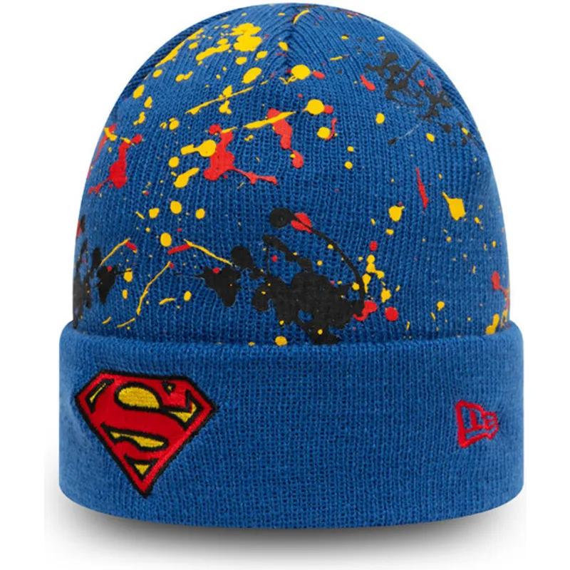 kepure-melyna-vaikams-cuff-knit-paint-splat-superman-dc-comics-new-era