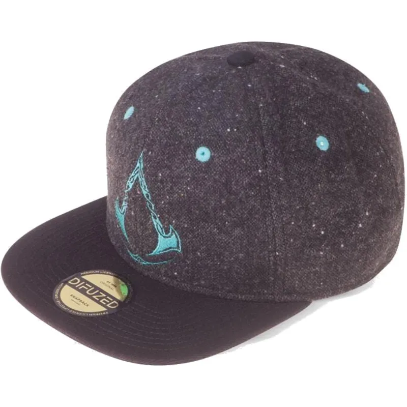 kepure-plokscia-juoda-snapback-valhalla-difuzed