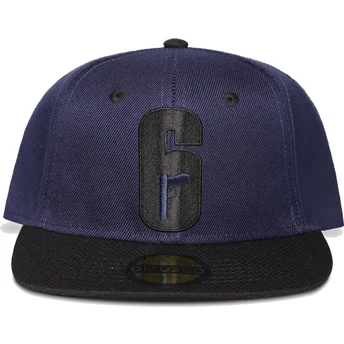 Difuzed Flat Brim Logo Tom Clancy's Rainbow Six Siege Navy Blue and Black Snapback Cap