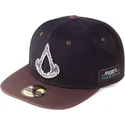 difuzed-flat-brim-valhalla-metal-badge-assassins-creed-black-and-brown-snapback-cap