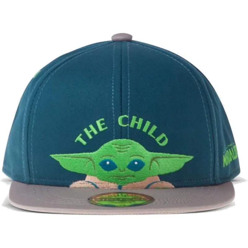 kepure-plokscia-melyna-snapback-vaikams-baby-yoda-the-child-the-mandalorian-difuzed