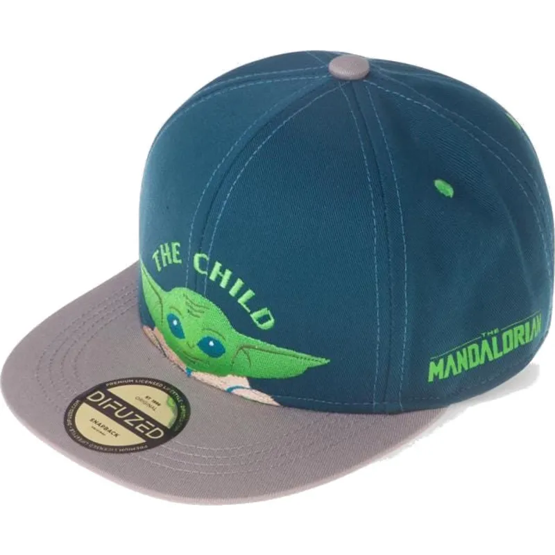kepure-plokscia-melyna-snapback-vaikams-baby-yoda-the-child-the-mandalorian-difuzed