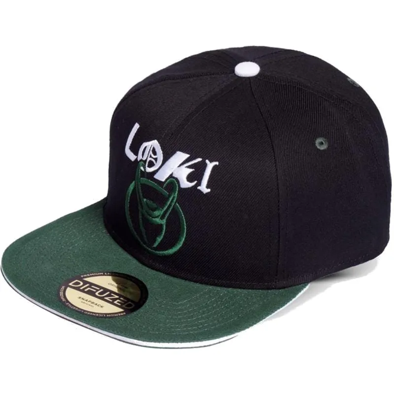 czarna-i-zielona-czapka-z-daszkiem-snapback-loki-marvel-comics-od-difuzed