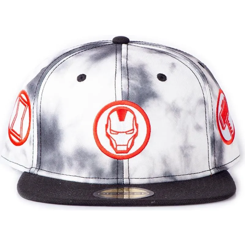 kepure-plokscia-balta-snapback-tye-dye-badge-difuzed
