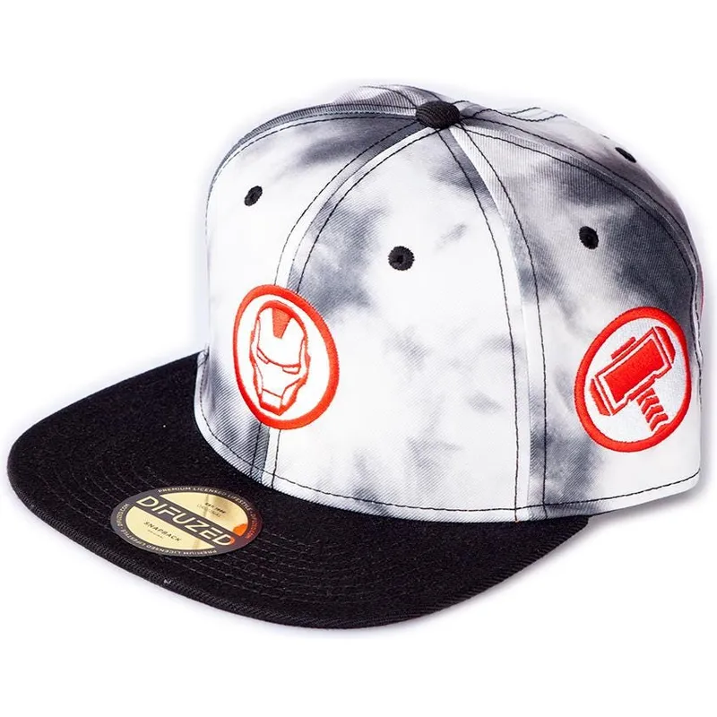 kepure-plokscia-balta-snapback-tye-dye-badge-difuzed