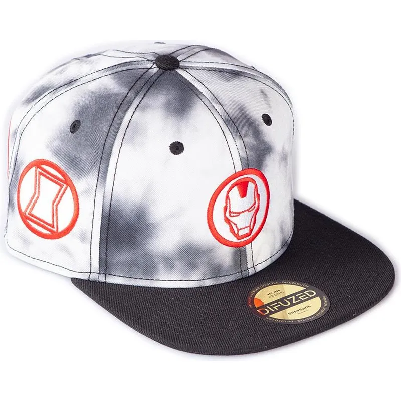 kepure-plokscia-balta-snapback-tye-dye-badge-difuzed