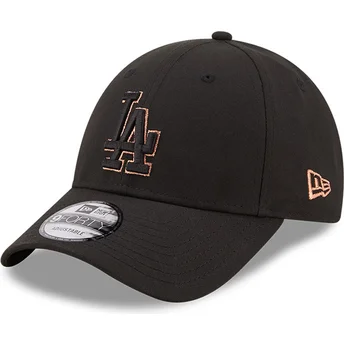 new-era-curved-brim-9forty-black-and-gold-los-angeles-dodgers-mlb-black-snapback-cap