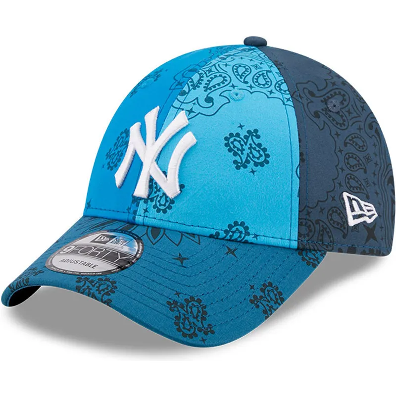 kepure-islenkta-melyna-reguliuojamas-9forty-paisley-print-new-york-yankees-mlb-new-era
