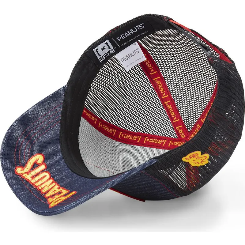 kepure-islenkta-vilkikas-tamsiai-melyna-snapback-snoopy-pea-sam-denim-peanuts-snoopy-zemes-riesutai-capslab