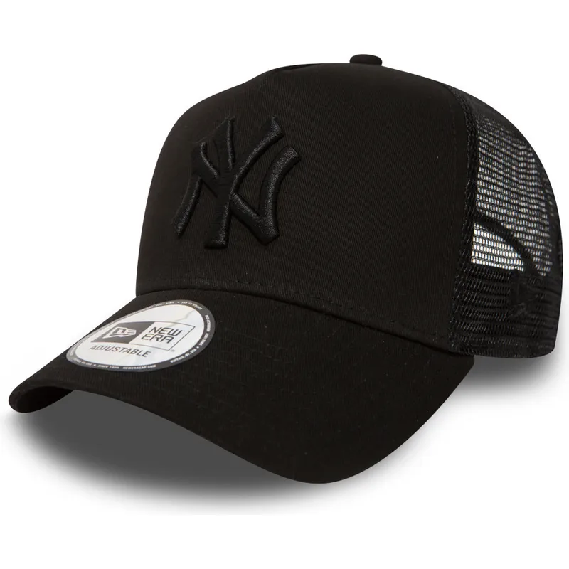 czapka-trucker-czarna-dla-chlopca-z-czarnym-logo-a-frame-clean-new-york-yankees-mlb-new-era
