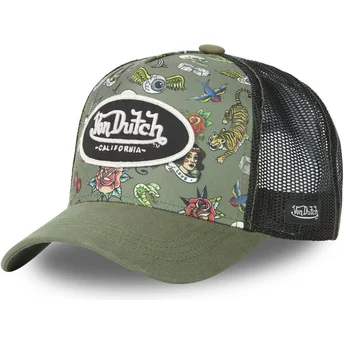 Von Dutch Tattoo TAT K Green and Black Trucker Hat