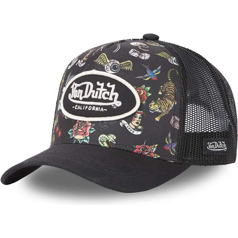 kepure-islenkta-vilkikas-juoda-snapback-tattoo-tat-nr-von-dutch